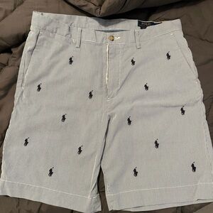 Polo by Ralph Lauren Men's Light Blue Patterned Shorts